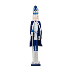 Glitzhome&reg; 42"H Wooden Christmas Blue Dressed King Nutcracker