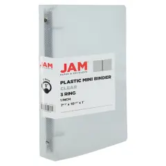 JAM Paper 1" Clear Plastic Mini 3-Ring Binder