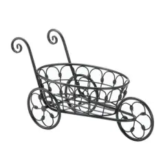 11" Black Iron Flower Cart
