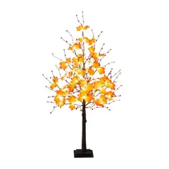 4ft. Pre-Lit Autumn Maple Artificial Fall Tree with Berries and 60 Warm White LED Lights