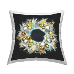 Stupell Industries Dazzling Holiday Ornament Wreath Throw Pillow