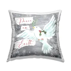 Stupell Industries Peace On Earth Winter Dove Throw Pillow