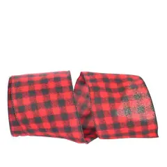 Reliant 4" x 10yd. Red Buffalo Plaid Wired Ribbon