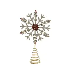 Hello Honey&reg; 11" Metal, Glass & Acrylic Snowflake Tree Topper with Jewels