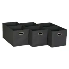 6 Pack Household Essentials 11" Fabric Storage Bins Coblestone