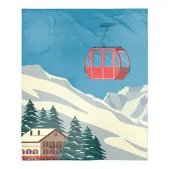 Ski Lift Lodge 50x60 Coral Fleece Blanket