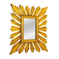 Hello Honey&reg; 35.25" Gold Sunburst Rectangular Wall Mirror