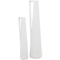 CosmoLiving by Cosmopolitan White Metal Slim Vase with Handles Set of 2 22", 17"