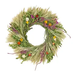 22'' Wheat and Straw Flowers Spring Wreath