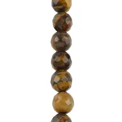 Yellow Tiger's Eye Faceted Round Beads, 10mm by Bead Landing&trade;