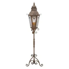 4.5ft. Brown Iron Rustic Candle Holder Lantern