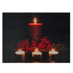 LED Lighted Red & Green Candles Christmas Canvas Wall Art