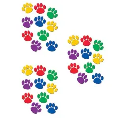 Teacher Created Resources&reg; Colorful Paw Print Accents, 3 Packs of 30
