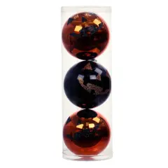 4.75" Orange & Black Jack-O'-Lantern Plastic Ball Ornament Set by Ashland&reg;