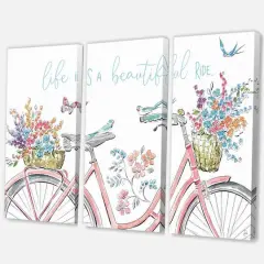 Designart - Spring Bike Bouquet - French Country Canvas Artwork