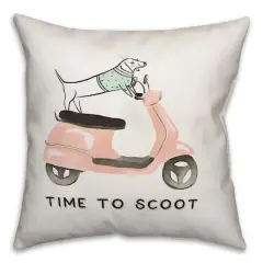 Dog Scooter Pink Mint 6 Throw Pillow