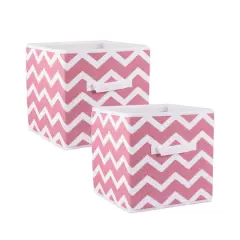 DII&reg; 11" Nonwoven Polyester Chevron Storage Cubes, 2ct. Rose
