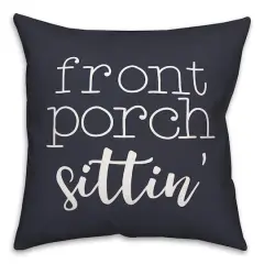 18" Front Porch Sittin' Throw Pillow Navy