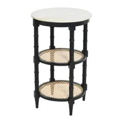 Hello Honey&reg; 28" Round Wood End Table with Marble Top Black