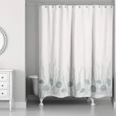 Shell & Coral Border Shower Curtain Blue/Blue/White