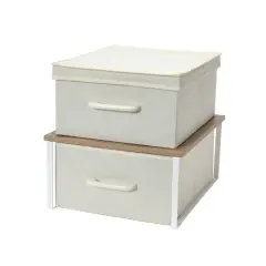 Household Essentials Stacking Storage Boxes Set Coastal Oak