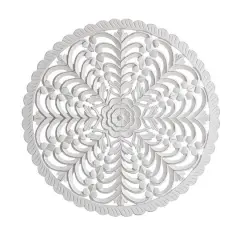 Habitat Lottie White Round Wood Wall Medallion