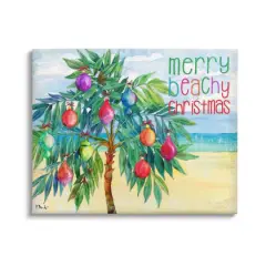 Stupell Industries Merry Beachy Christmas Holiday Palm Canvas Wall Art