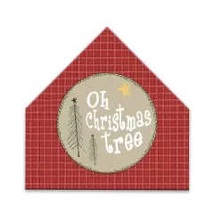 Oh Christmas Tree House Shaped Canvas Wall Art