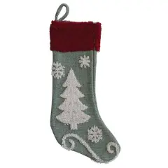 Hello Honey&reg; 20" Chenille Tree & Snowflakes Cotton Knit Stocking