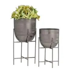 Grey Modern Planter, Set of 2" 12", 9"