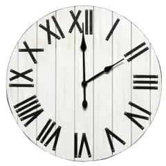 Elegant Designs Handsome 21" Farmhouse Wood Wall Clock White Wash