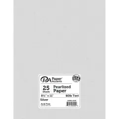 PA Paper&trade; Accents Pearlized 8.5" x 11" 80lb. Paper, 25 Sheets Silver