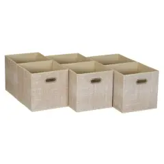 6 Pack Household Essentials 11" Fabric Storage Bins Tan