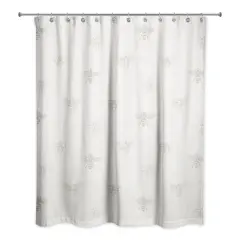 Delicate Bee Fabric Shower Curtain, 71" x 74" White/Gray