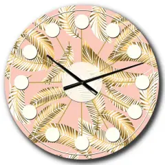 Designart 'Golden Foliage Iv Mid-Century Modern Wall Clock