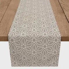 Taupe Leafy Pattern Twill Table Runner