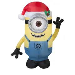 3.5ft. Airblown&reg; Inflatable Minion Stuart with Santa Hat