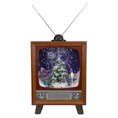 21" LED Lighted Musical Snowing Christmas Tree TV Set Decoration