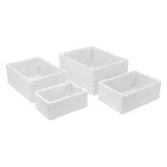 Sorbus 4-Piece Woven Rope Basket Set White