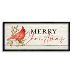 Stupell Industries Merry Christmas Cardinal Framed Gicl&eacute;e Art Red and White with Black Frame