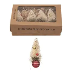 Hello Honey&reg; 4 Pack 3.5" Red & Cream Sisal Bottle Brush Tree Ornaments