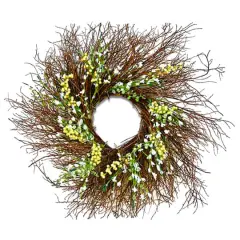 24" Spring White & Cream Forsythia Wreath