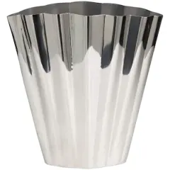 12" Silver Stainless Steel Vase with Zig Zag Edging