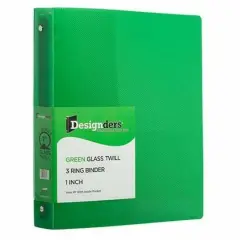 JAM Paper Designders&reg; Plastic 1" 3 Metal Ring Binder with Inside Pocket Green