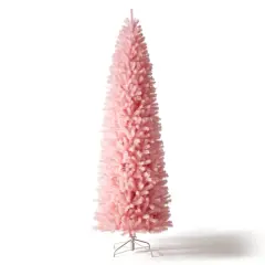 9ft. Unlit Pink Pencil Tinsel Artificial Christmas Tree