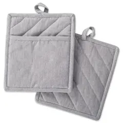 DII&reg; Solid Chambray Potholders, 2ct. Gray