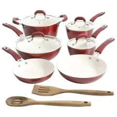 Kenmore&reg; Arlington 12-Piece Metallic Red Aluminum Ceramic-Coated Nonstick Cookware Set