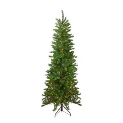 7.5ft. Pre-Lit Canadian Pine Pencil Artificial Christmas Tree, Multicolor Lights