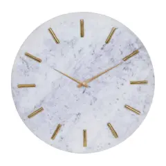 CosmoLiving by Cosmopolitan 20" White Marble Contemporary Wall Clock