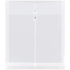 JAM Paper Letter Size Plastic Envelopes with Button & String Tie Closure, 12ct. Clear